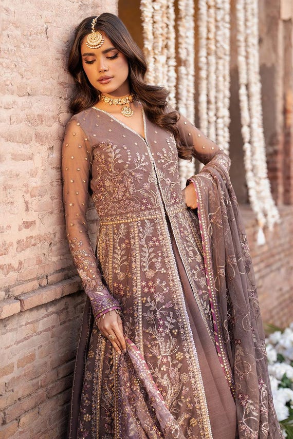 organza dress lehenga Pink Floral Embroidered Organza Lehenga