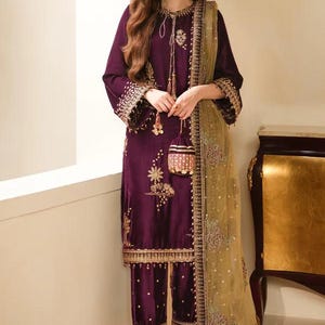 Salwar Kameez for Wedding Embroidered Organza Bridal Dress, Ready-to-Wear Eid Party Outfit, Luxury Shalwar Kameez Women