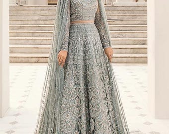 Lehenga for Women Wedding Dress Silver Color Embroidered Organza Lengha Choli Worldwide Free Shipment - Etsy Israel Lehenga for Women Wedding Dress Silver Color Embroidered Organza Lengha Choli Worldwide Free Shipment - Etsy Israel
