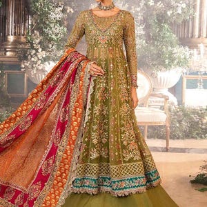 Lehenga for women wedding dress Light Green Embroidered Organza lengha Choli Worldwide Free Shipment