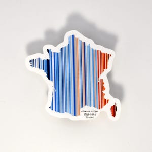 Climate Stripes Waterproof Glossy Sticker | Map of France | Decor For Laptops and Water bottles