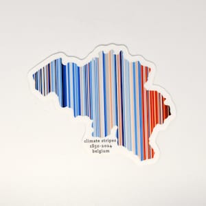 Climate Stripes Waterproof Glossy Sticker | Map of Belgium | Decor For Laptops and Water bottles
