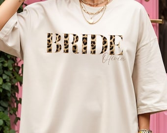 Personalisierte JGA T-Shirts Leoparden Style, Shirts für Junggesellinnenabschied, TShirts Junggesellenabschied JGA Team T-Shirts mit Namen