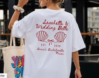 Bachelorette Shirts - Seashells & Wedding Bells Theme, Funny Beach Bachelorette Shirts, Matching Comfort Colors Shirts for Bride and Crew