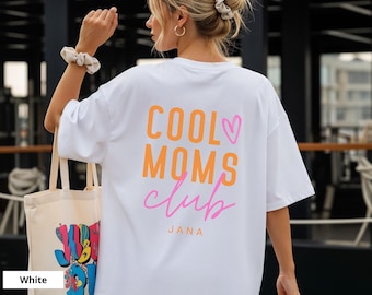 Cool Moms Club Shirt Personalisiert mit Est. Datum / Name, Geschenk zur Geburt für frischgebackene Mama, Erster Muttertag Tshirt, coole Mama