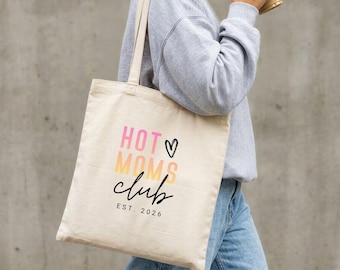 Cool Moms Club Jutebeutel Personalisiert mit Est. Datum/ Name, Beste Mama Geschenk Einkaufstasche, Erster Muttertag, Geschenkidee coole Mama