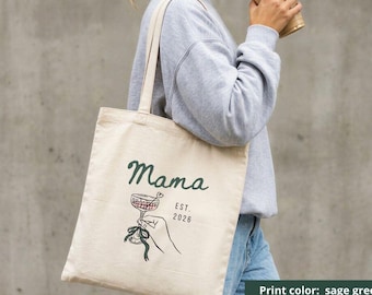 Geschenk Mama Jutebeutel Personalisiert mit Est. Datum, Geschenk Werdende Mutter, Mama To Be Geschenk, Einkaufstasche Stofftasche, Muttertag