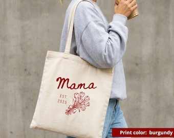 Geschenk Mama Jutebeutel Personalisiert mit Est. Datum, Geschenk Werdende Mutter, Mama To Be Geschenk, Einkaufstasche Stofftasche, Muttertag