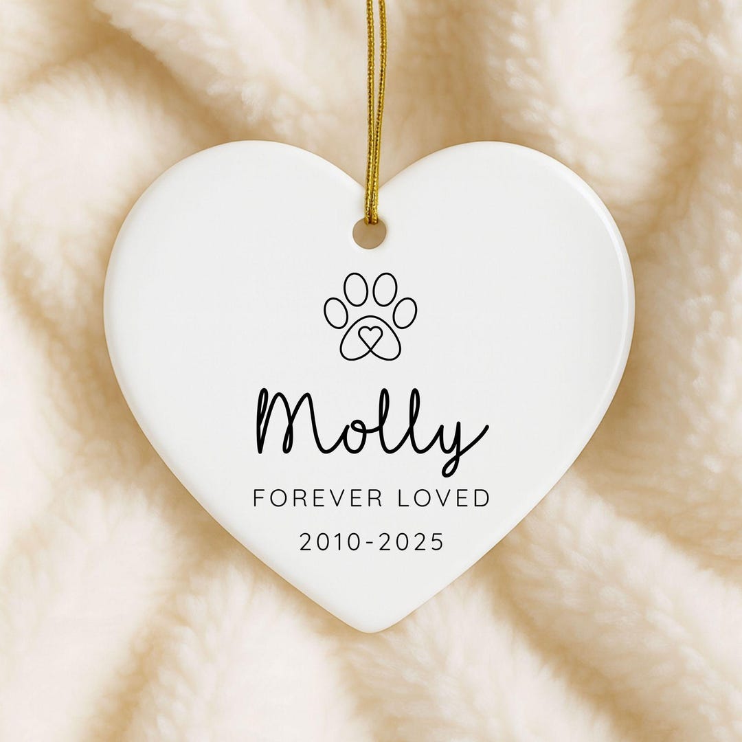 Personalized Pet Loss Memorial Ornament, Custom Ceramic Dog Remembrance ...