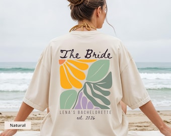 Florale JGA Shirts mit Blumen Motiv, Tshirt JGA Personalisiert mit Name und Est. Datum, Junggesellinnenabschied T-Shirt, Bride Crew Shirt