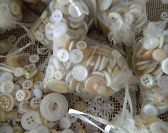 Vintage White Buttons Random lot approx. 3 ounces