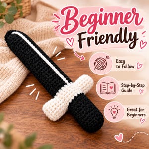 Wzór na miecz szydełkowy w formacie PDF | Wzór na miecz amigurumi na szydełku | Zabawka szydełkowa dla początkujących | Miecz fantasy DIY | Pobierz cyfrowo