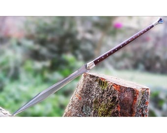 Decoración de lanza vikinga artesanal / Acero al carbono forjado, regalo medieval