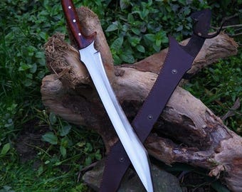 Hand-Forged High Carbon Steel Machete: Rosewood Handle, 26" Display Piece