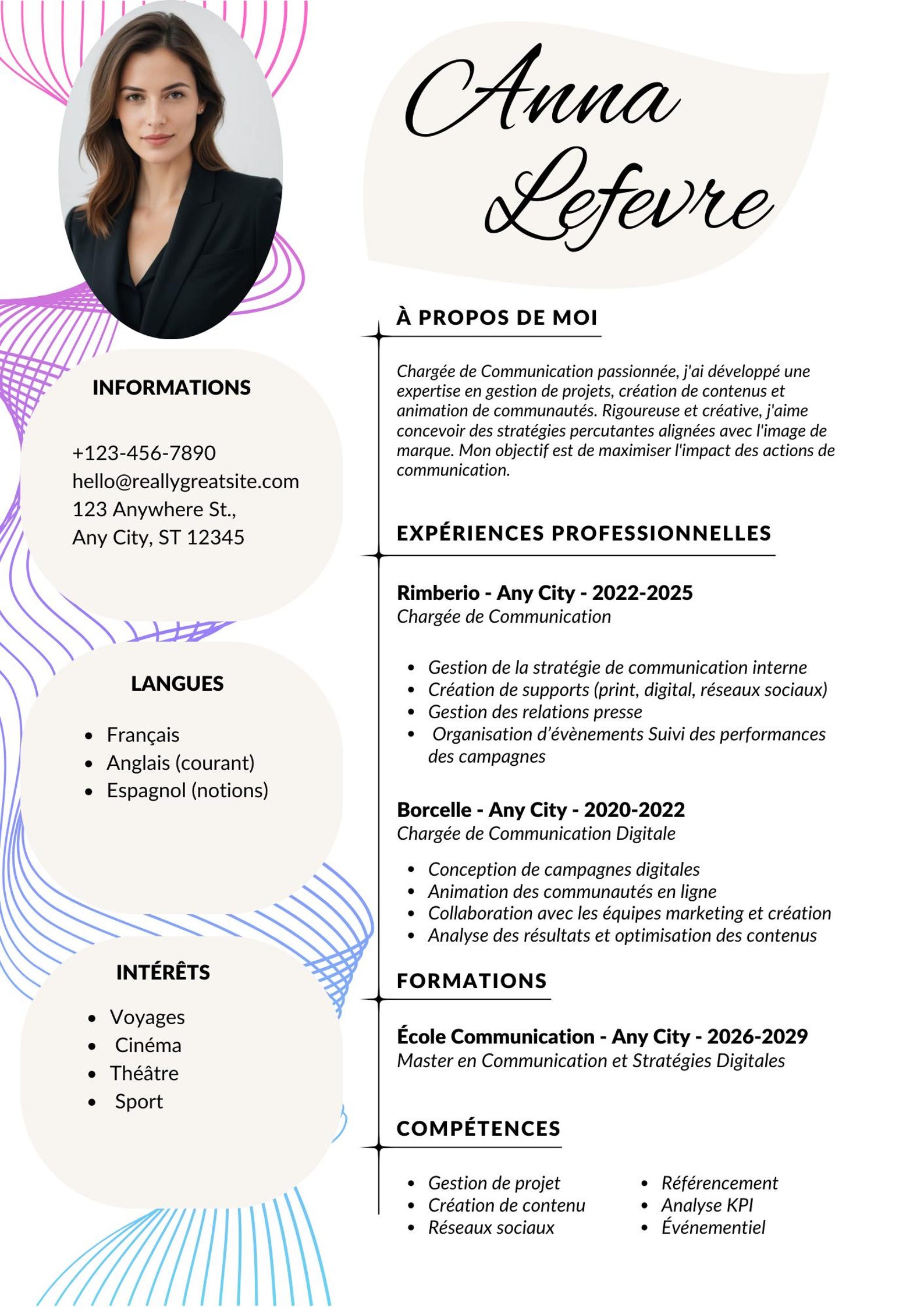 Modèle De CV Minimaliste Français | Template Éditable Sur Canva ...