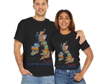 Camiseta con mapa del Reino Unido y diseño de camión: Camiseta unisex con herencia británica