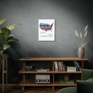 USA Karte Wandkunst | Bunter LKW Kunstdruck | Stressabbau Wohnkultur, moderne Kunst Geschenk, US Map Art, bunte Wandkunst, USA Wanddekor