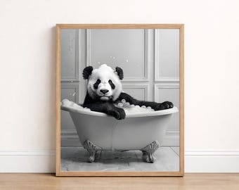 Baby Panda Bath Poster – Whimsical Nursery Wall Art, 6 Available Sizes