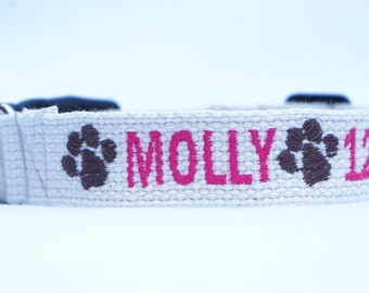 Collar de algodón bordado para perro: collar de identificación personalizado con emoji