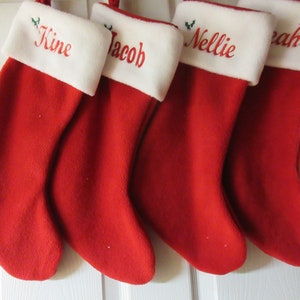 9 Personalized Christmas Stocking, Monogrammed Red Stocking, Family Christmas Stockings, Red Christmas Stocking Your Name on  Stocking
