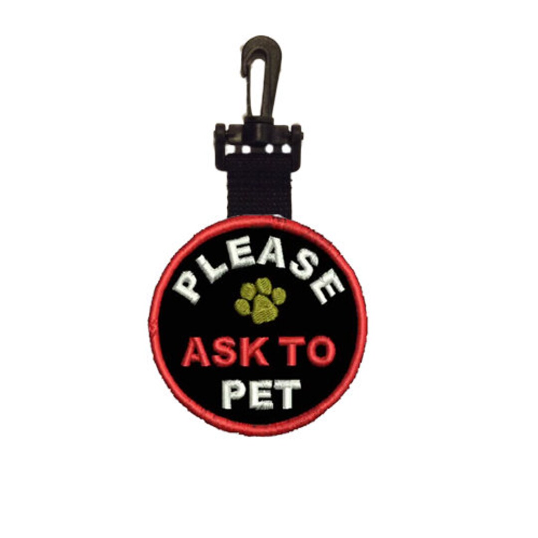 Please Ask to Pet Dog Tag: Embroidered Double Sided Clip-on Patch - Etsy