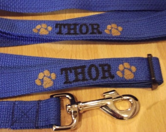 Collier et laisse de chien personnalisés Collier brodé sur mesure et plomb de 6 'avec nom et numéro Cadeau de Noël pour chiens Snap hook