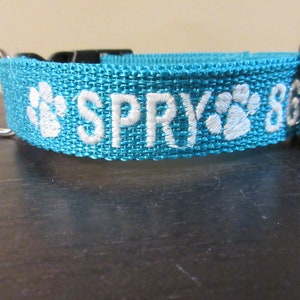 Personalized Dog Collar Embroidered Dog Collar with Name and Phone Number Custom Dog Collar - Add a matching Leash