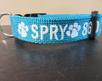 Small Personalized Dog Collar Embroidered Dog Collar with Name and Phone Number Custom Dog Collar - Add a matching Leash