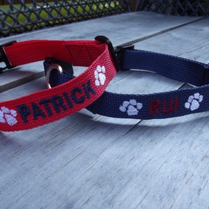 2 Personalized Embroidered Dog Collars, 2 custom made collars with embroidered name and design