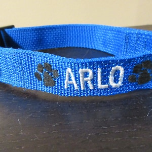 Personalized Dog Collar Embroidered Dog Collar with Name and Phone Number Custom Dog Collar - Add a matching Leash - Medium 15&quot;-19&quot;