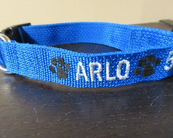 Personalized Dog Collar Embroidered Dog Collar with Name and Phone Number Custom Dog Collar - Add a matching Leash - Medium 15"-19"