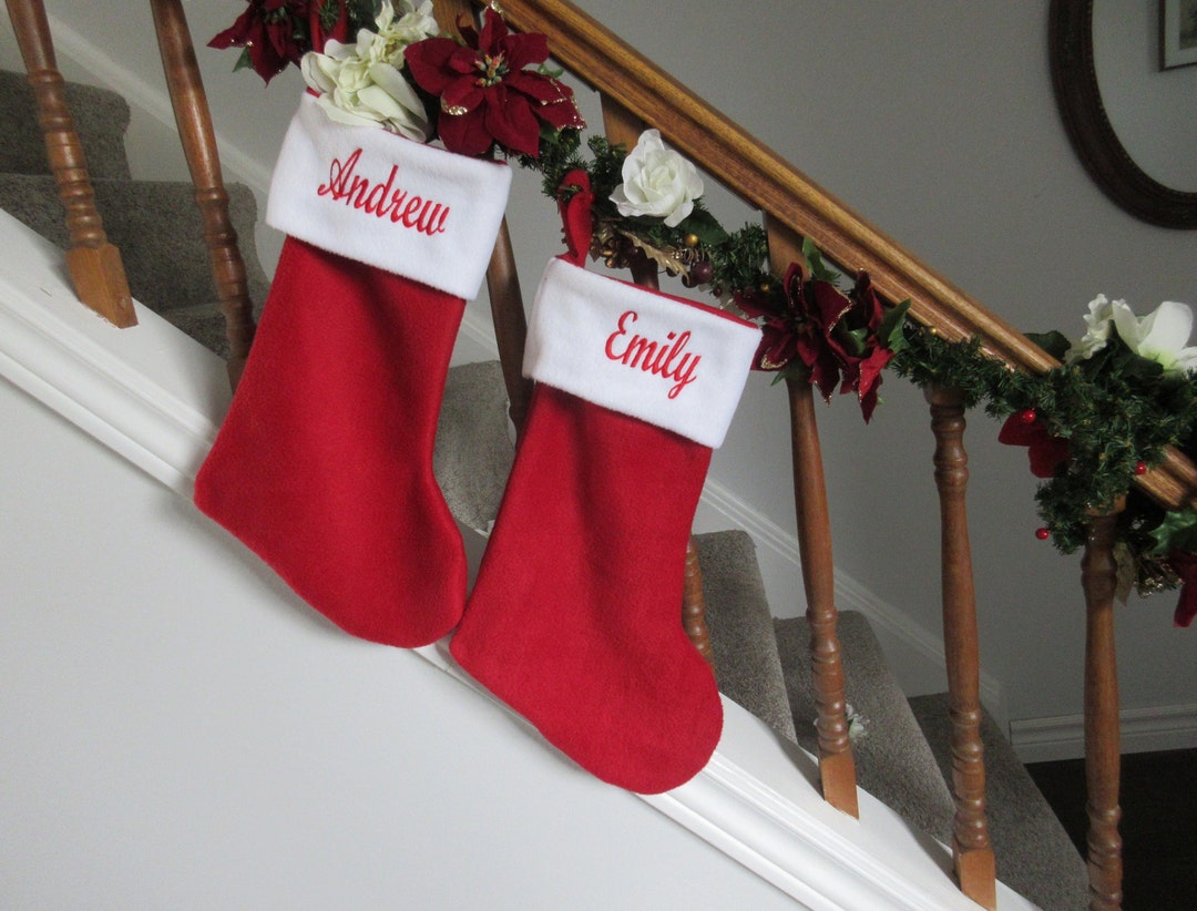 2 Personalized Christmas Stockings Pack of 2 Red Stocking Etsy