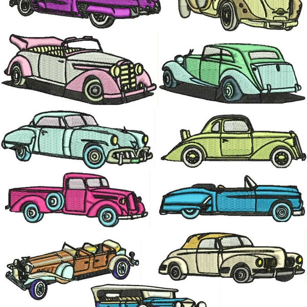 Antique Car Embroidery Designs Machine Embroidery 11 Designs Instant Download