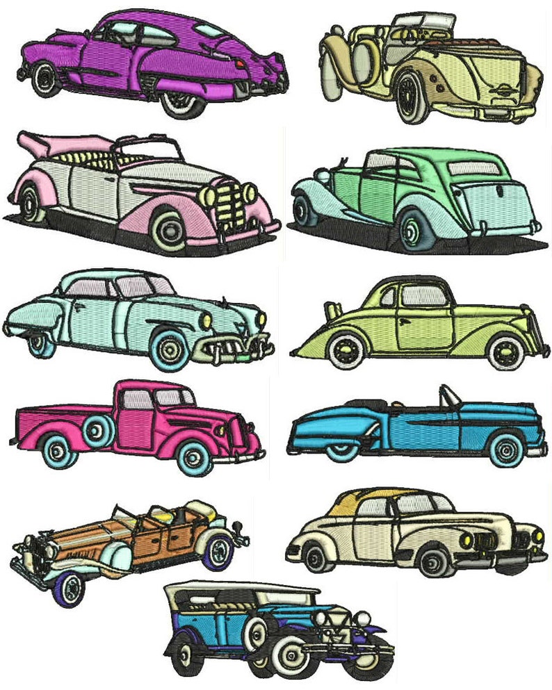 Antique car embroidery designs machine embroidery 11 designs  etsy Antique car embroidery designs machine embroidery 11 designs  etsy