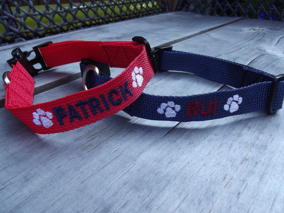 2 Personalized Dog Collars Embroidered Dog Collars With Name Etsy