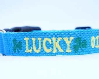 Collar para perro del Día de San Patricio: Collar personalizado con trébol bordado