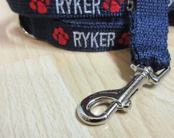Conjunto de collar y correa personalizados para cachorros. Collar bordado a medida y correa de 1,8 m con nombre y número de teléfono. Un regalo de Navidad ideal para cachorros.
