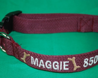 Personalized Dog Collar With Embroidered Name and Phone Number Great Gift for Dogs