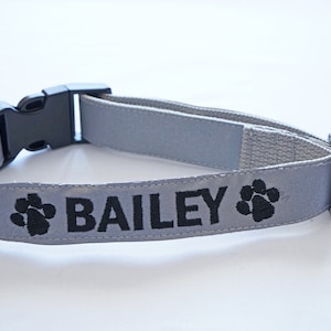 Reflective Personalized Reflective Dog Collar, Dog Collar with Embroidered Name and Phone Number, Custom made dog collars, Gift for Dogs