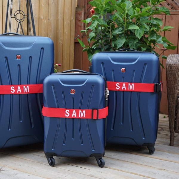 Luggage Straps Set of 3, Personalized Luggage Strap, ID Strap, Travel Belt, Embroidered Luggage Straps, Luggage Belt, Suitcase Strap Belt