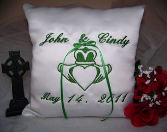 Personalized Ring Bearer Pillow, Personalized Wedding Pillow, Claddagh Wedding Pillow, Personalized Pillow