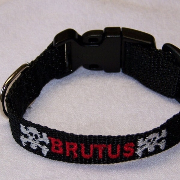 Personalized Dog Collar Embroidered with Name and Phone Number Custom Made dog Collar