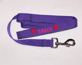 Custom made Dog Leash, Personalized Embroidered  6' Dog Leash, Dog leash with name, Personalized Dog Leash