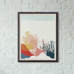 Coral Reef Wall Art Digital Print Minimalist Ocean Poster Printable Beach Home Decor Living Room Nursery Art Instant Download