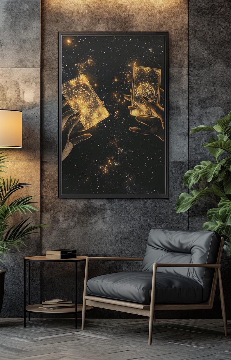 Celestial Tarot Card Wall Art Digital Print Mystic Hands Poster
