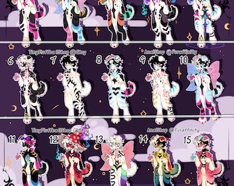 Cute high-quality n' cheap canine furry design fursona adoptable/adopt oc dog character bundle/batch chibi (vampire, demon, angel, fairy)