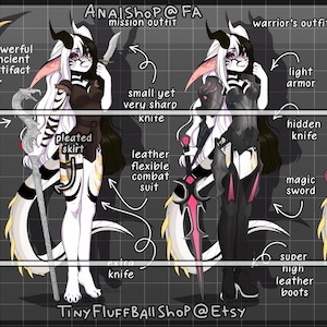 Huge furry ref sheet full character reference adopt dragon warrior princess design anthro fursona + outfits unique and detailed sona