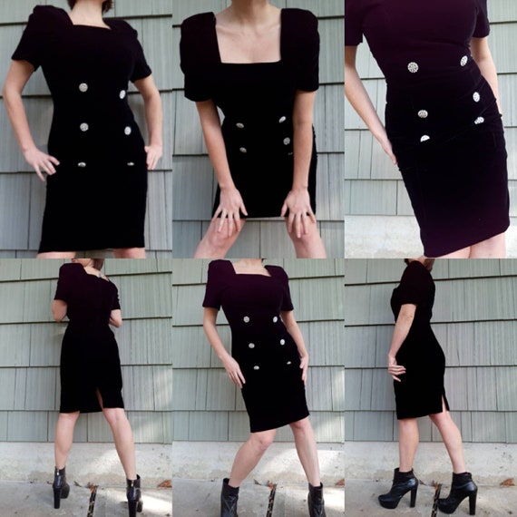 90s Square Neck Velvet Dress - image 5