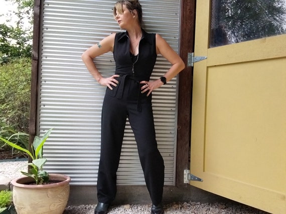 90s sleek belted jumpsuit S View 4