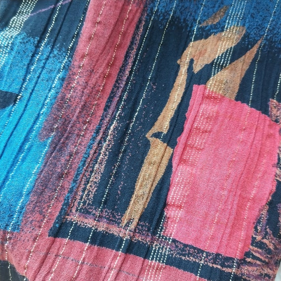 90s oversize open front patchwork batik lurex jac… - image 6